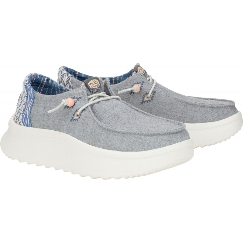 Hey Dude Wendy Peak Chambray Woven Grey