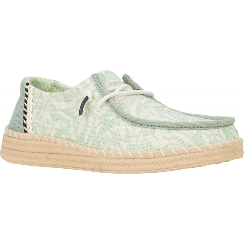 Hey Dude Wendy Espadrille Retro Palm Celadon Green/White