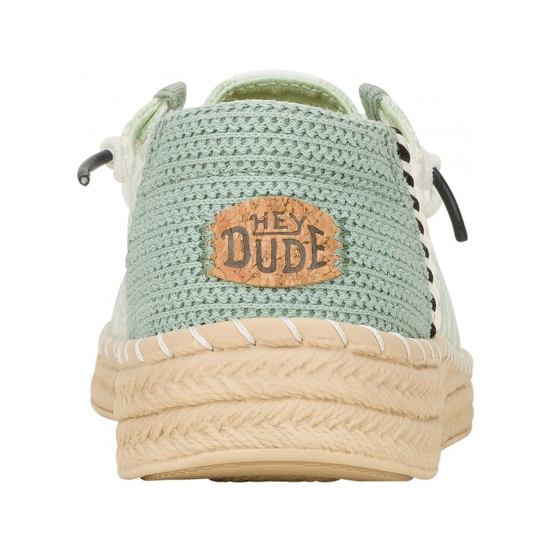 Hey Dude Wendy Espadrille Retro Palm Celadon Green/White