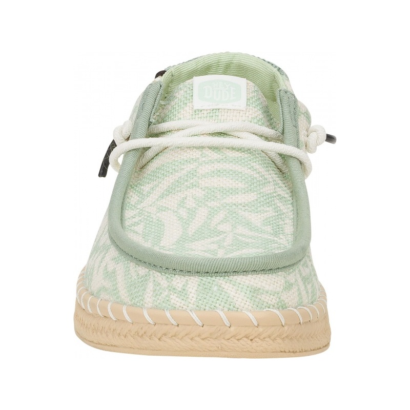 Hey Dude Wendy Espadrille Retro Palm Celadon Green/White