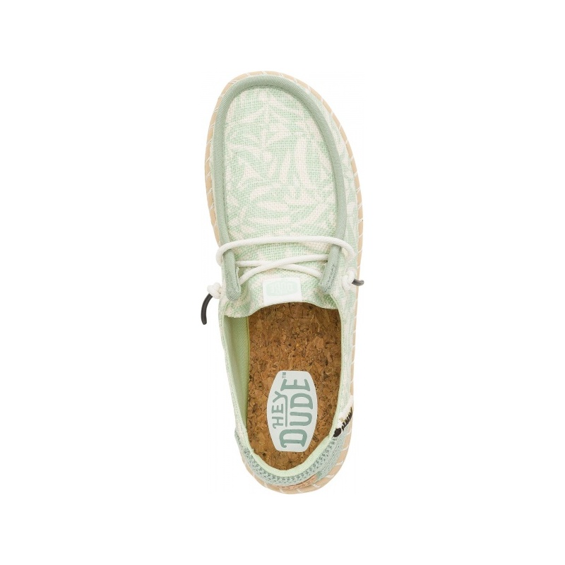 Hey Dude Wendy Espadrille Retro Palm Celadon Green/White