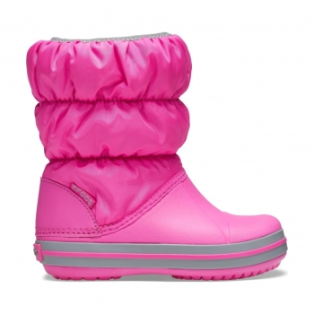 Crocs™ Kids' Winter Puff Boot Electric Pink/Light Grey