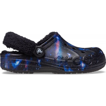 Crocs™ Baya Lined Fuzz Strap Graphic Clog Black/Multi