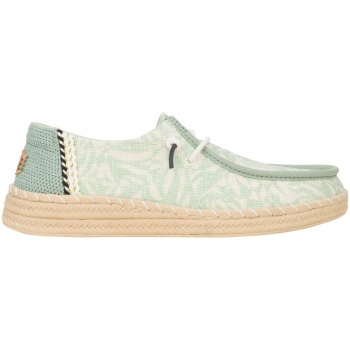 Hey Dude Wendy Espadrille Retro Palm Celadon Green/White