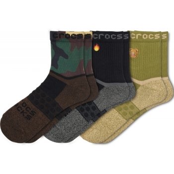 Crocs™ Socks Adult Quarter Grap 3Pack Black/Camo