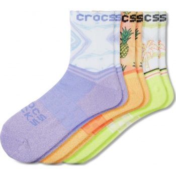 Crocs™ SocksAQrtrRtroRsrt3Pack White/Tropical