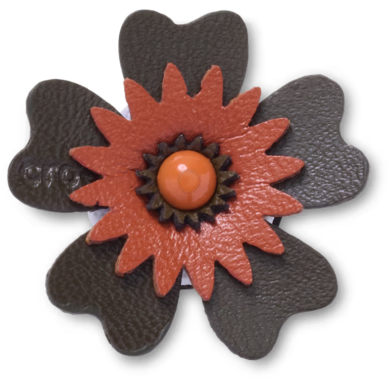 Crocs™ Jibbitz™ Faux Leather Brown Flower